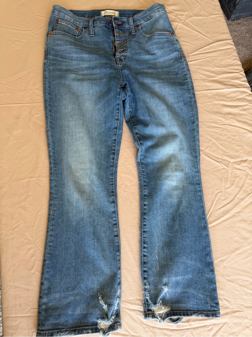 Madewell Cali Demi-Boot Jeans Women’s 28 Button Fly Distressed Light Wash